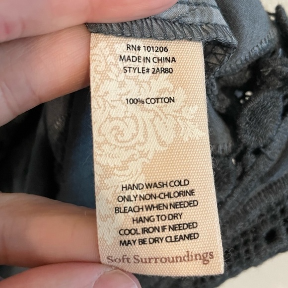 Soft Surroundings Women’s Tunic Top Grey 100% Cotton Lace Longline Cottagecore - Picture 8 of 12